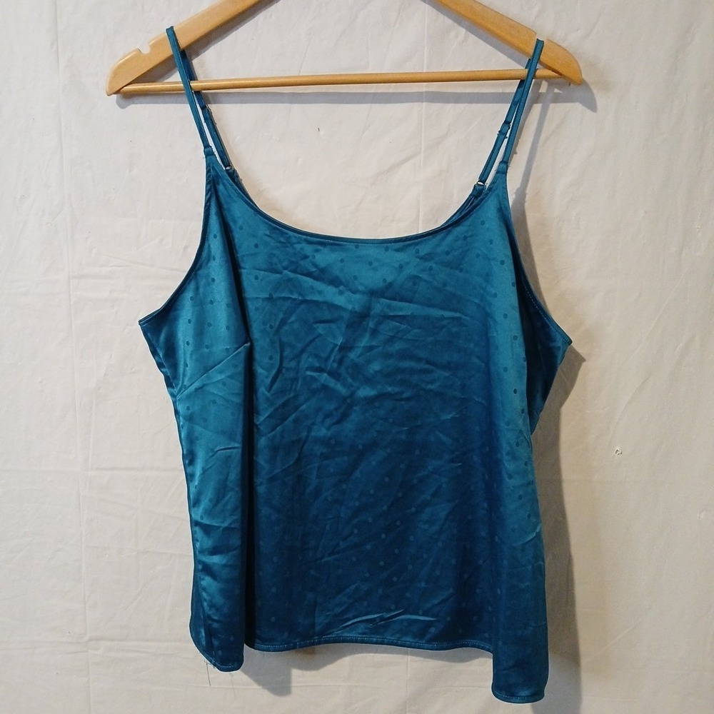Joyspun Size XL Pajama Top Open Back‎ Teal Blue Adjustable Spaghetti Straps
